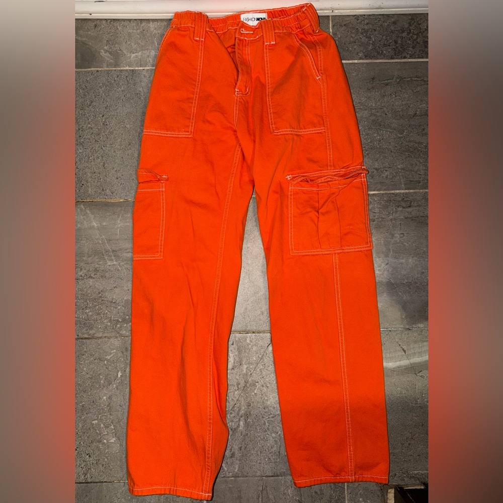 Fashion Nova Women's Orange Straight Leg Jeans